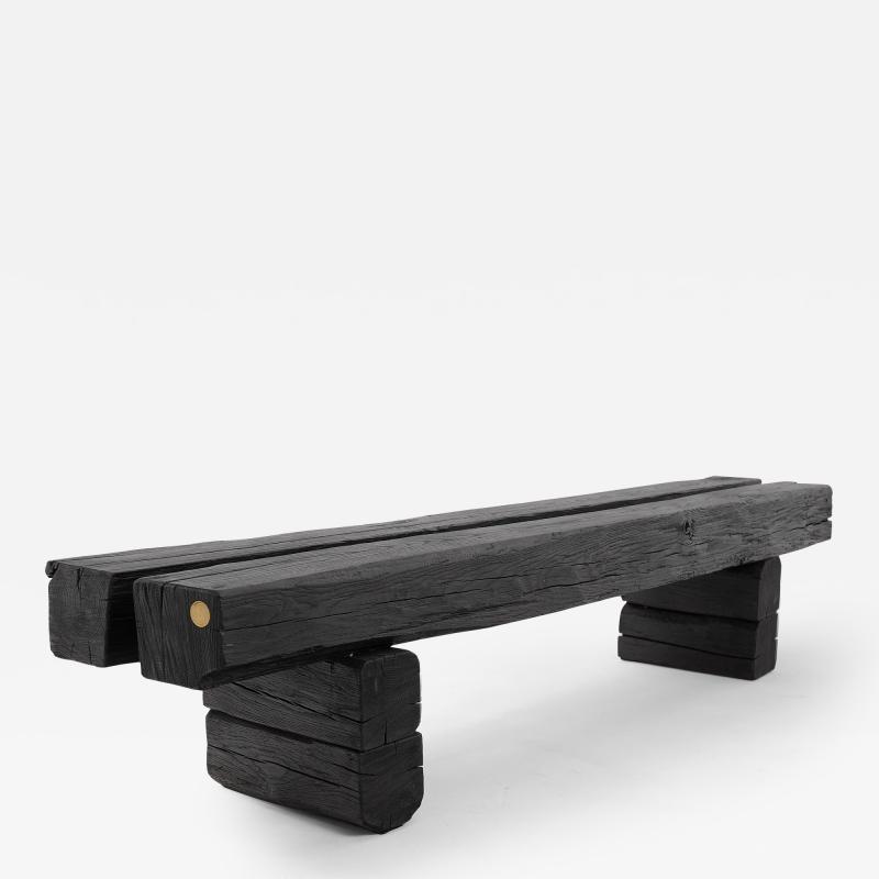  Logniture Logniture Reclaimed Charred Oak Beams 79 inch Bench Outdoor Indoor Organic