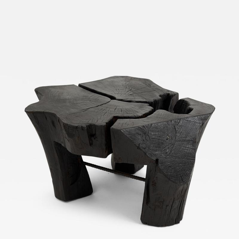  Logniture Logniture Rustic Sculptural Coffee Table Burnt Black Oak Wood Unique