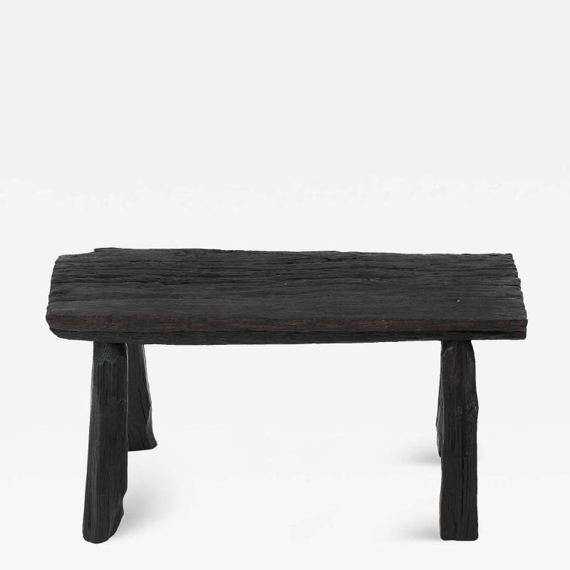  Logniture Rustic Blackened Wood stool with Raw Organic Form Indoor Outdoor
