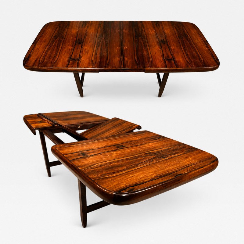  Loher Brazilian Mid Century Modern Extendable Dining Table in Rosewood Loher 1960s