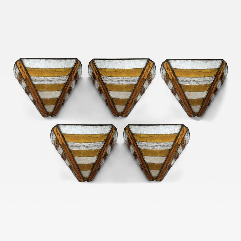  Longobard Hammered Glass Wrought Iron Sconce by Longobard Italy 1970s