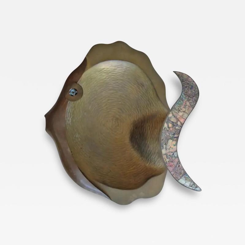  Los Castillo Los Castillo Abalone Shell and Brass Fish Platter