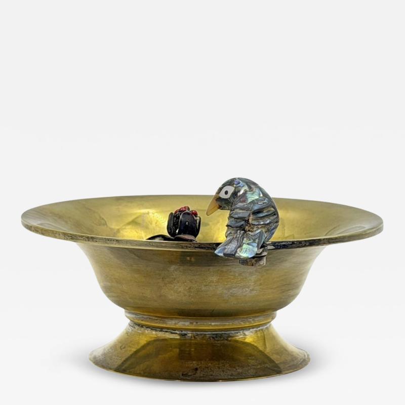  Los Castillo Los Castillo Taxco Brass Abalone Bird Bowl Mexican Modernist 1960s
