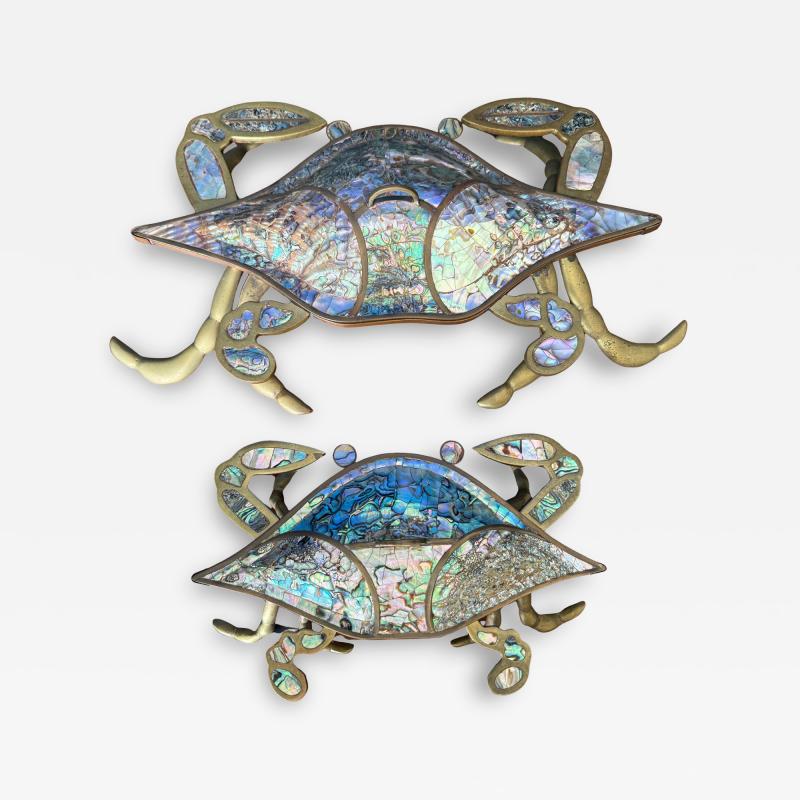  Los Castillos Pair of Brass Crab Sculptures