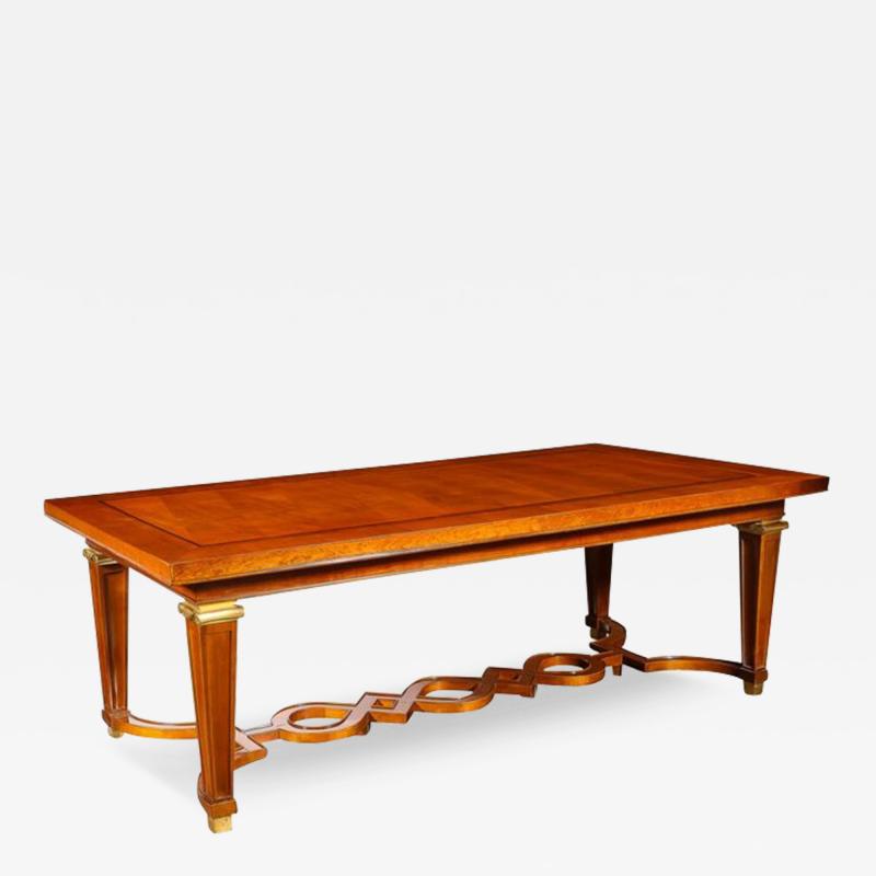  Lotus Arts De Vivre Art Deco Directoire Style Book Matched Walnut Dining Table from LArt De Vivre