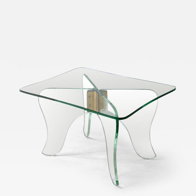  Luigi Brusotti Elegant coffee table in thick cut glass in Nile green color