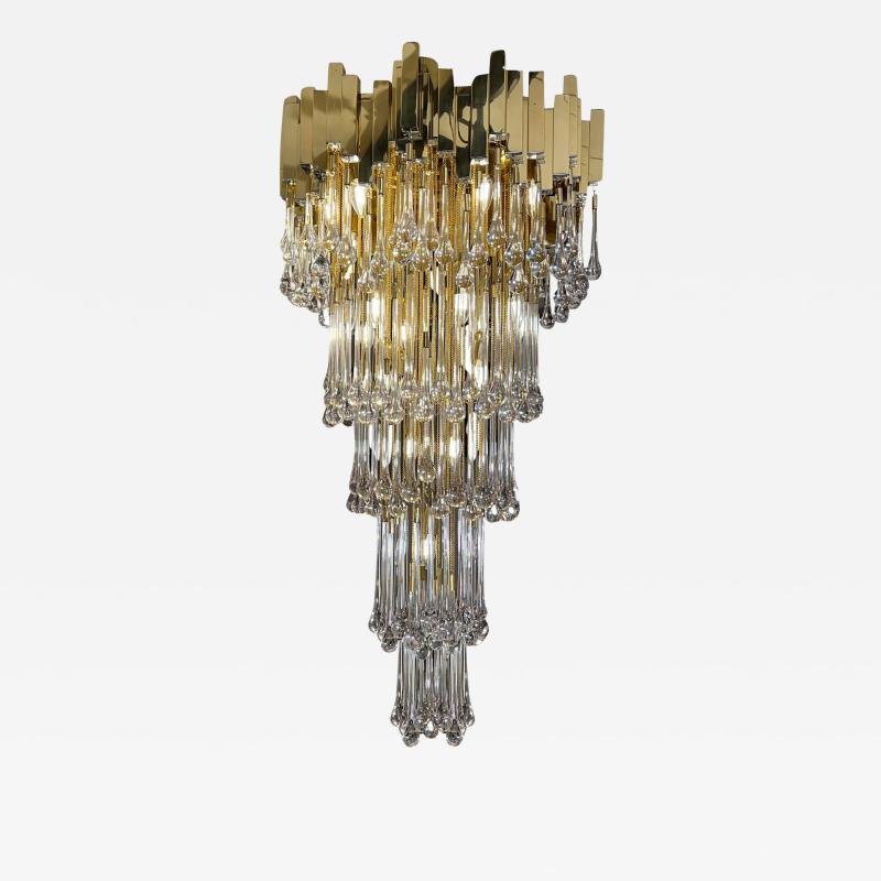  Lumica Important drops chandelier Editions BD Lumica Barcelona Spain Circa 1970