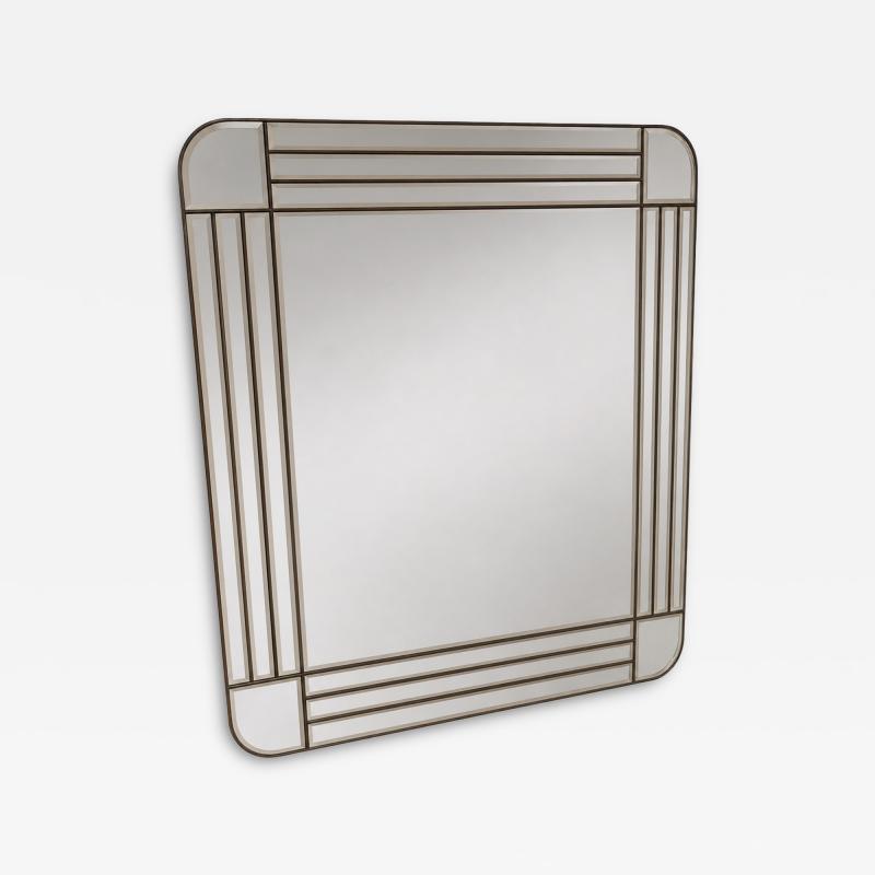  Lupi Cristal Luxor Antonio Lupi Art Deco Wall Mirror Italy c 1970s