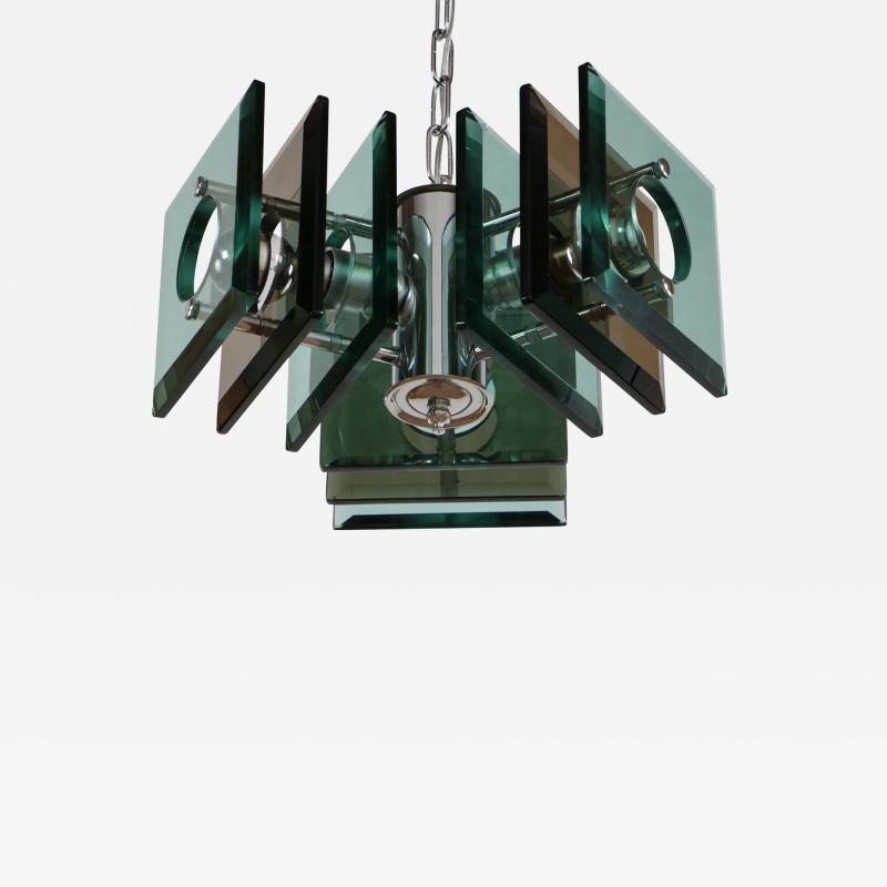  Lupi Cristal Luxor Italian Space Age Square Green Color Chandelier by Lupi Cristal Luxor 1950s