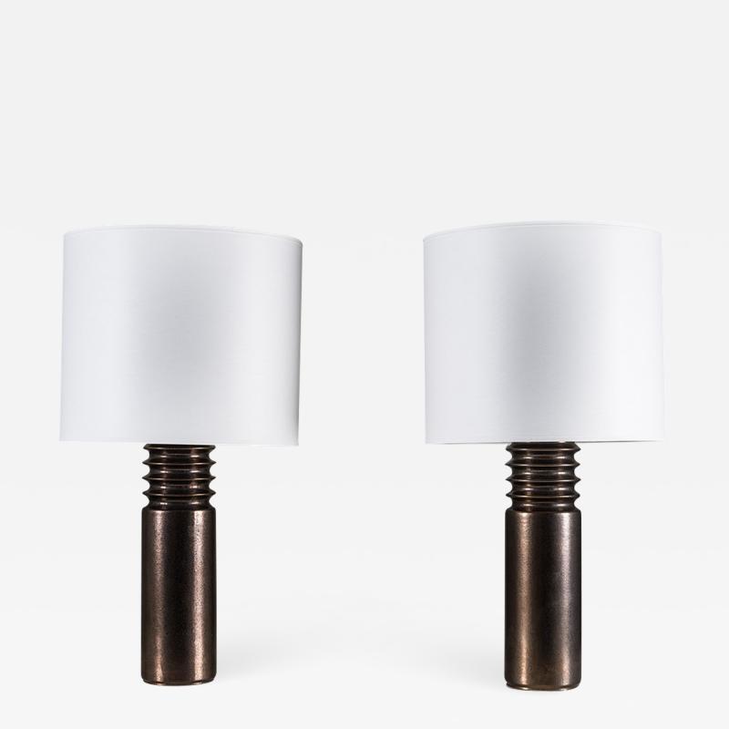  Luxus Pair of Swedish Ceramic Table Lamps by Luxus