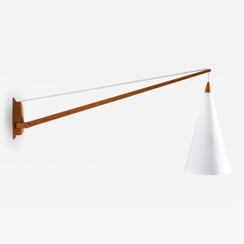  Luxus Swedish Midcentury Swiveling Wall Lamp in Acrylic and Teak by Luxus