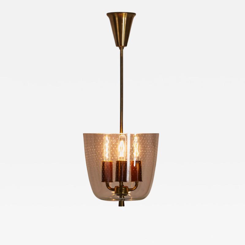  Lyfa Model P165 Brass and Glass Ceiling Lamp by LYFA Denmark 1940s