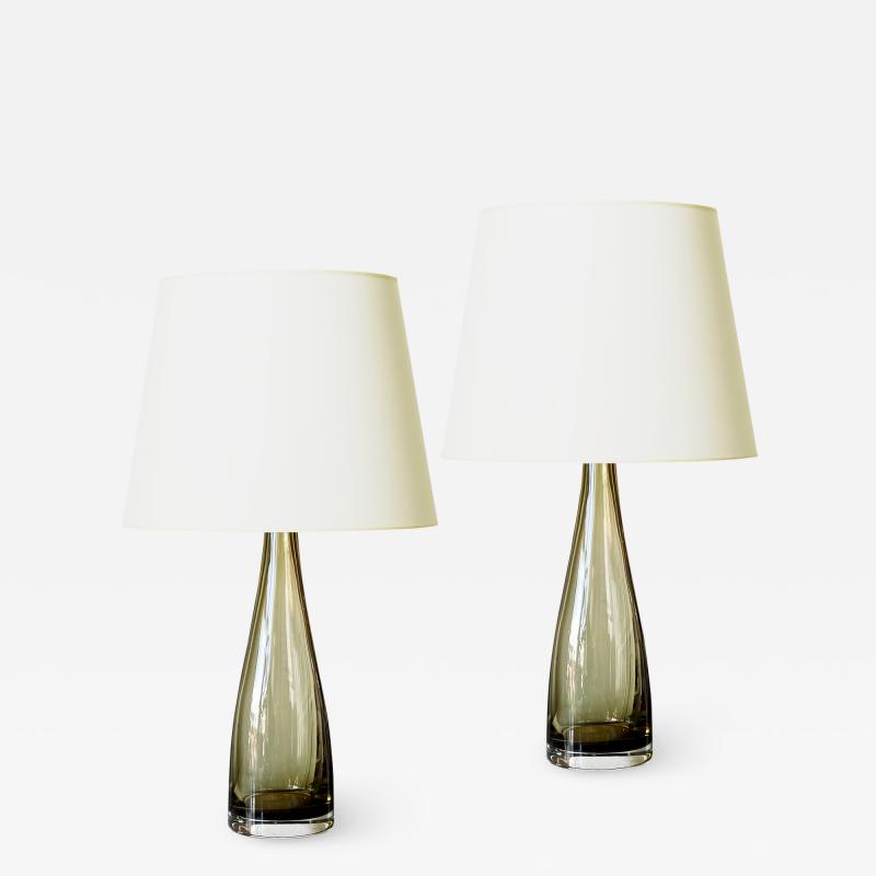  Lyfa Pair of Topaz Glass Table Lamps by Lyfa