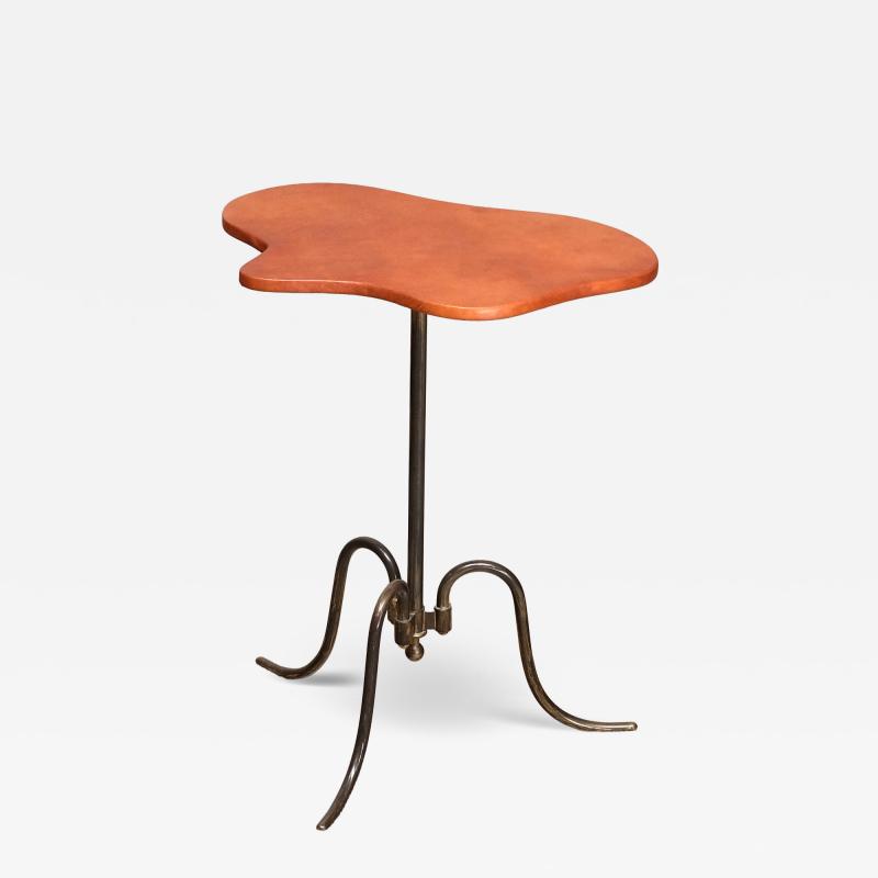  Lysberg Hansen Therp Sculptural Lysberg Hansen Therp Brass Side Table Leather Top Denmark 1940s