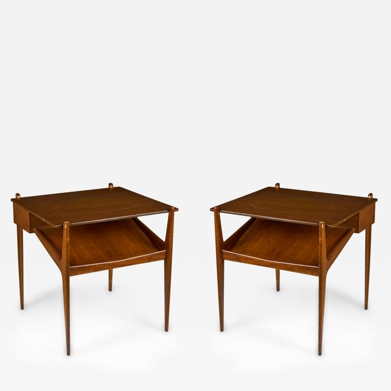  M Singer Sons Furniture Pair of Singer Sons American Walnut Magazine Shelf End Side Tables