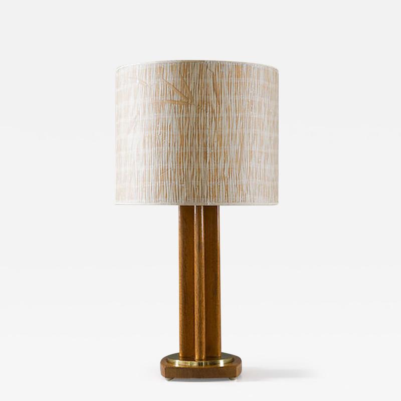  M llers Armatur Elektriska Scandinavian Midcentury Table Lamp in Oak and Brass by MAE Sweden