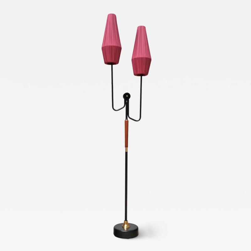  M llers Armatur Elektriska Swedish Modern M llers Armaturer Two Arm Floor Lamp in Metal Brass Teak 1950s