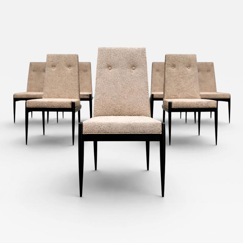  M veis Cimo Cimo Brazil Set of 8 Mid Century Dining Chairs in Ebonized Hardwood 1950s