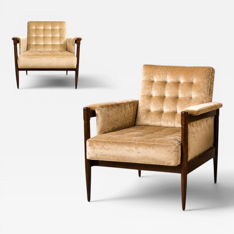  M veis Provenzal M veis Provenzal Lounge Chair in Jacaranda Champagne Mohair Velvet Brazil
