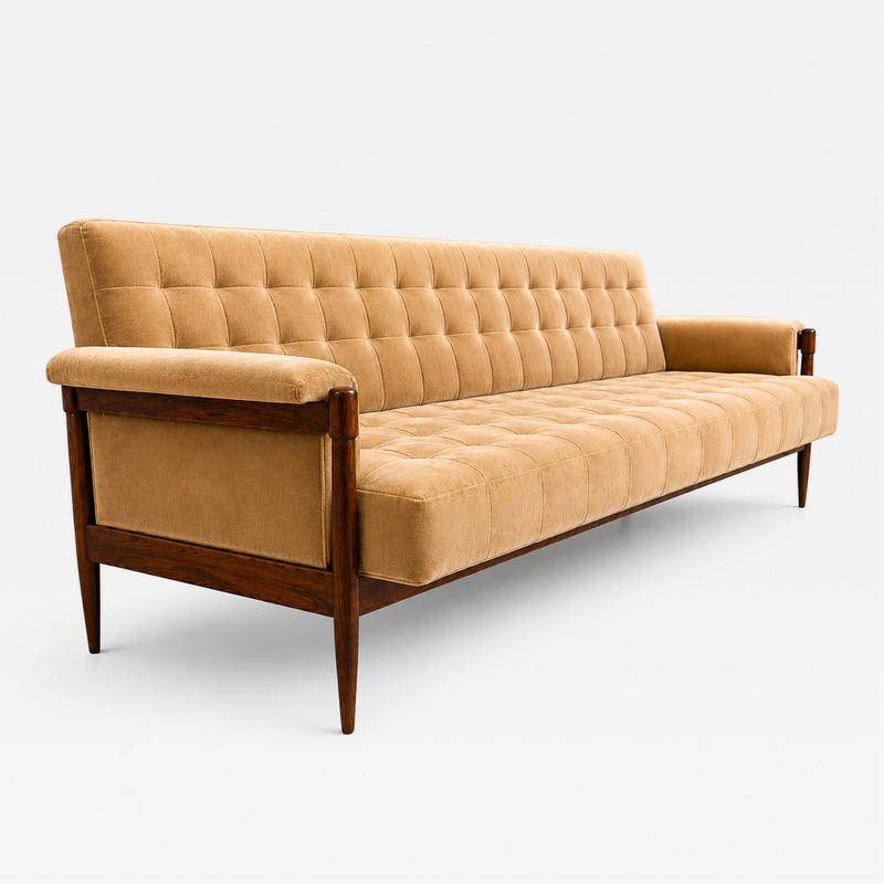  M veis Provenzal Sofa in Brazilian Rosewood and Camel Mohair by M veis Provenzal Brazil