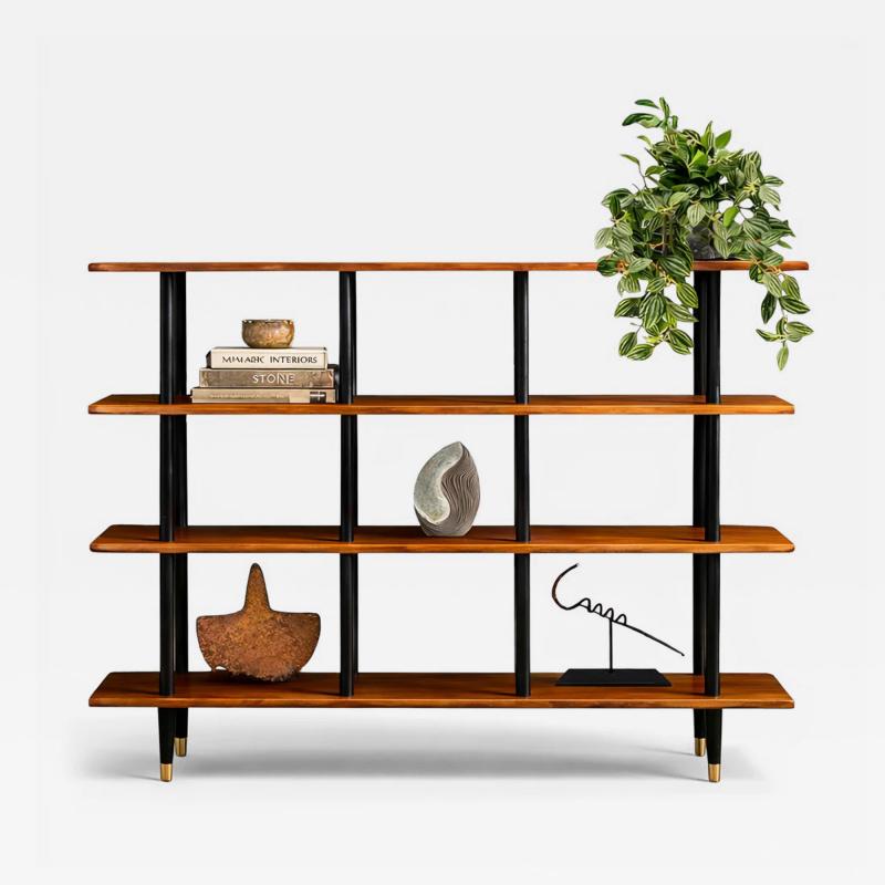  M veis Val rio Brazilian Modernist Bookshelf in Ebonized Pau Marfim with Bronze Sabots