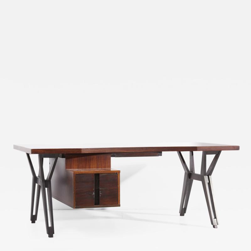  MIM Mobili Italiani Moderni Ico Parisi Mahogany Executive Office Desk by MIM Italy 1950s