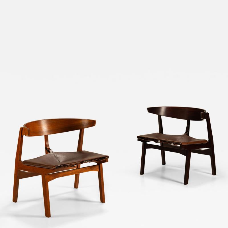  MIM Mobili Italiani Moderni Rare Pair of Lounge Chairs Mod 8102 by Giuseppe Zammerini for MIM Roma Italy