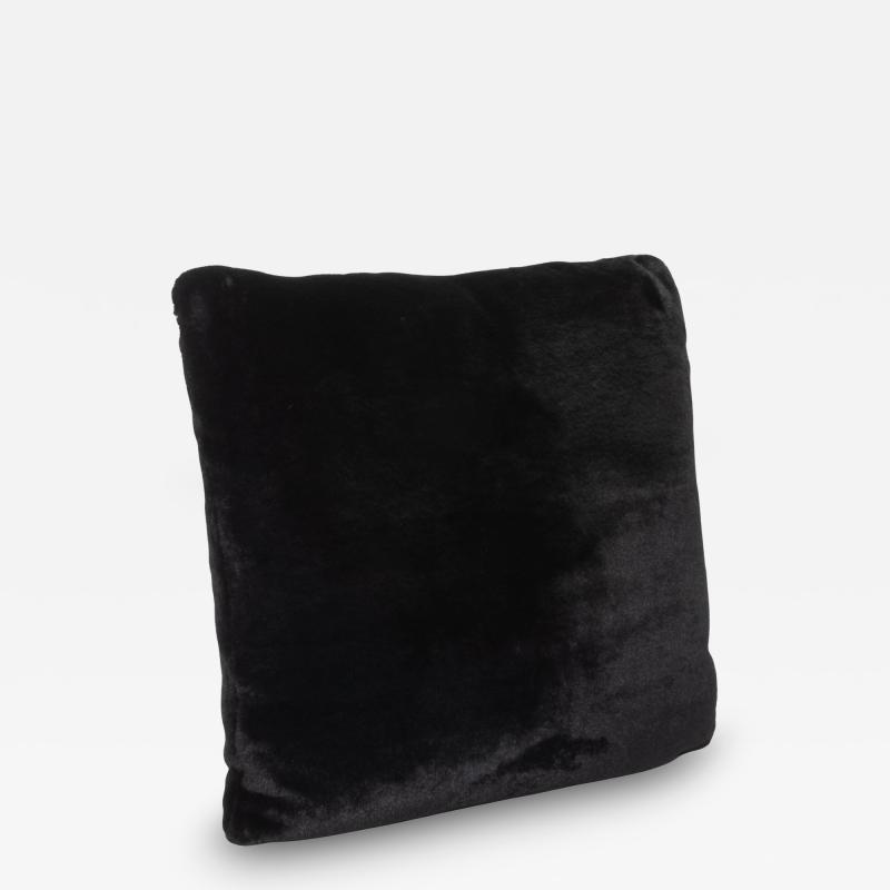  MOGUL Modern Black Fur Decorative Pillow by MOGUL