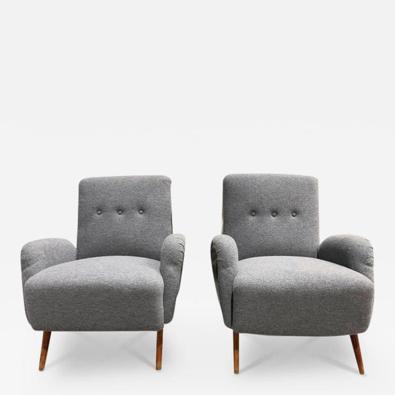  MONC XIII ITALIAN MID CENTURY ARMCHAIRS BOILED WOOL AND LEATHER