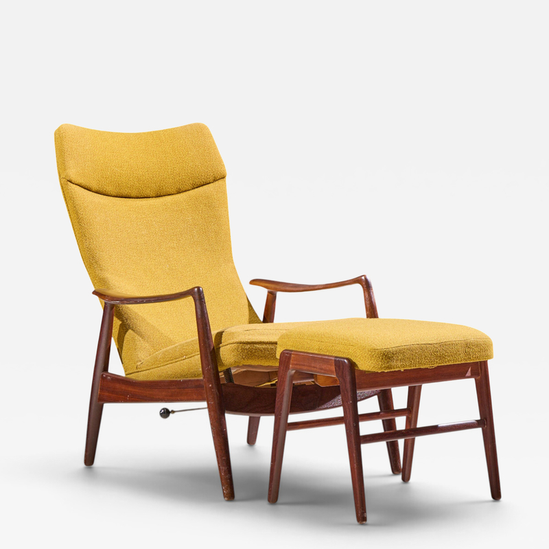  Madsen Schubell Madsen Schubell MS20 Mid Century Danish Teak Reclining Lounge Chair Ottoman