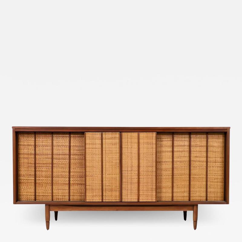  Mainline by Hooker Mid Century Modern Mainline Credenza with Cane Doors by Hooker