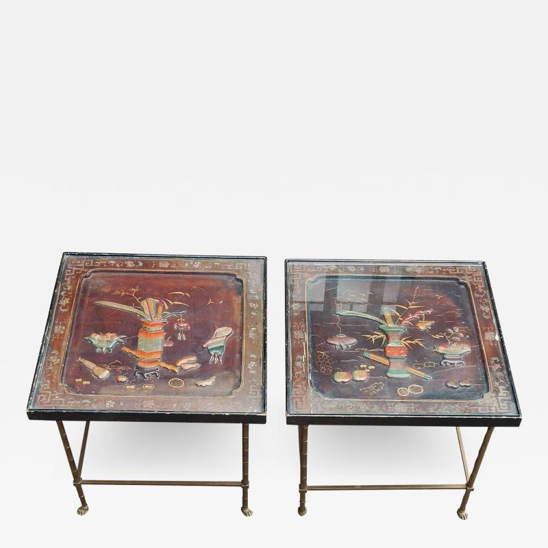  Maison Bagu s 1950 1970 Pair of End of Sofa in the Style of Maison Bagu s Lacquer of China