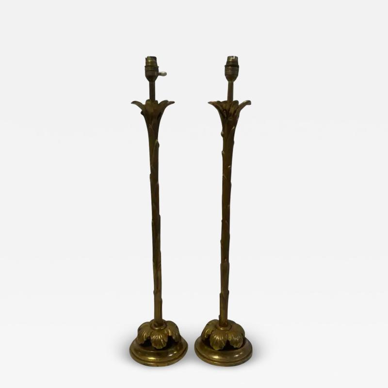  Maison Bagu s 1970 Pair Of Bronze Lamps Maison Bagu s Decor Palm Tree H 68 14 cm