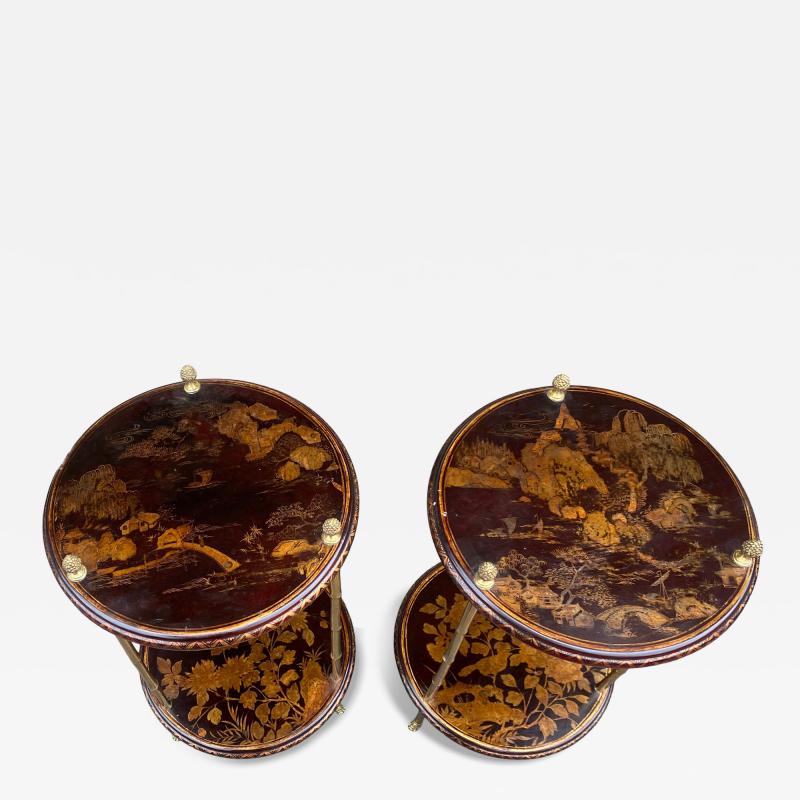  Maison Bagu s 1970 Pair of Maison Bagu s Pedestal Tables Bamboo Decor in Gilt Bronze