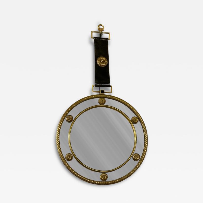  Maison Bagu s 1970s Bronze and suede wall mirror attributed to maison Bagu s