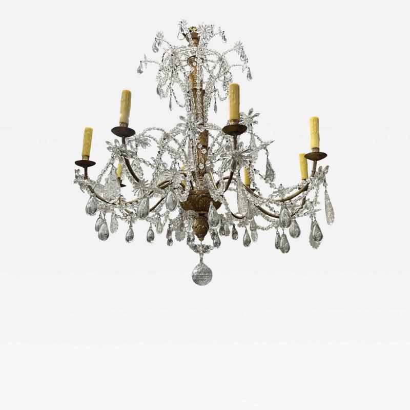  Maison Bagu s 19th Century Italian Giltwood And Crystal Genovese Chandelier