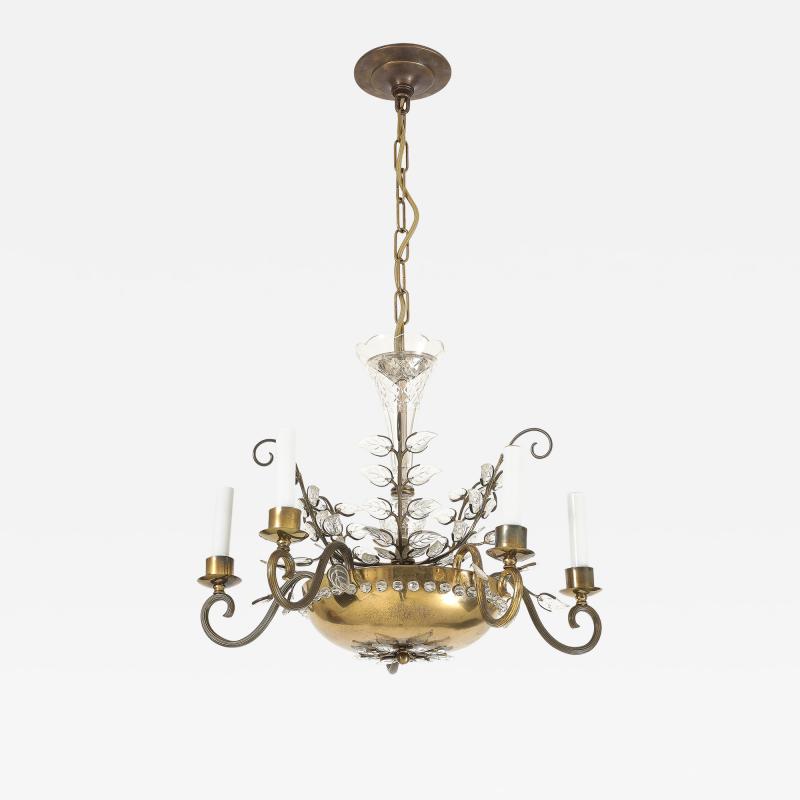  Maison Bagu s Brass and Glass Chandelier by Maison Bagues France c 1930