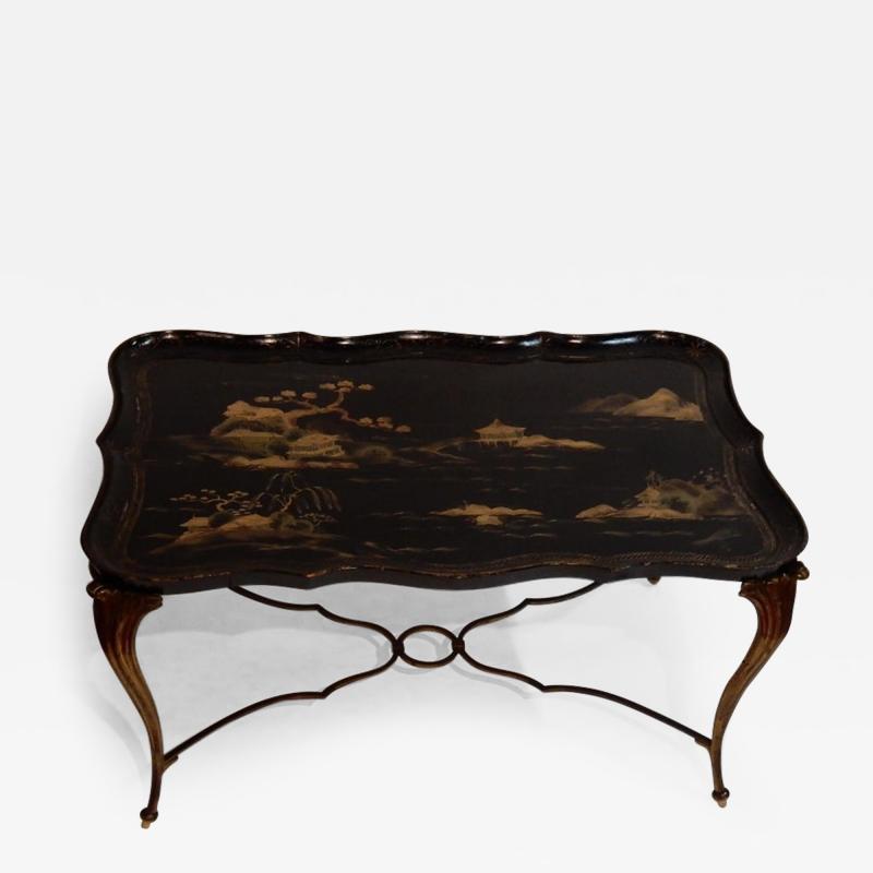  Maison Bagu s Coffee Table Tray Lacquer of China Style Maison Bagu s in Gilded Bronze