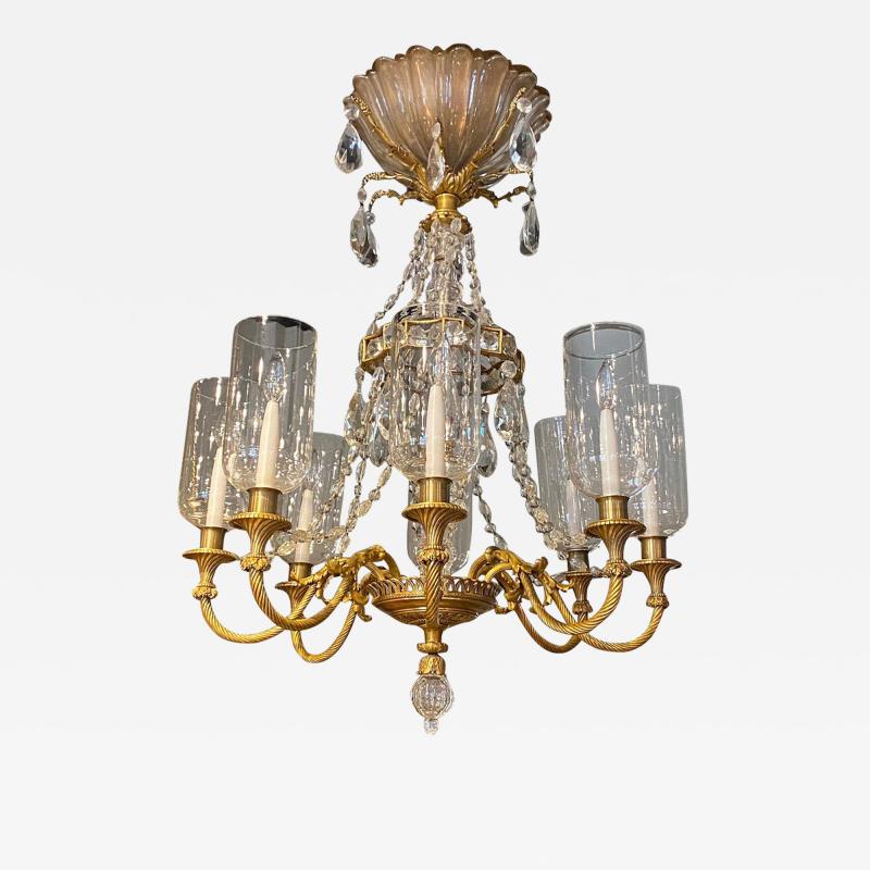  Maison Bagu s FINE GILT BRONZE AND CRYSTAL GLASS CHANDELIER BY MAISON BAGU S