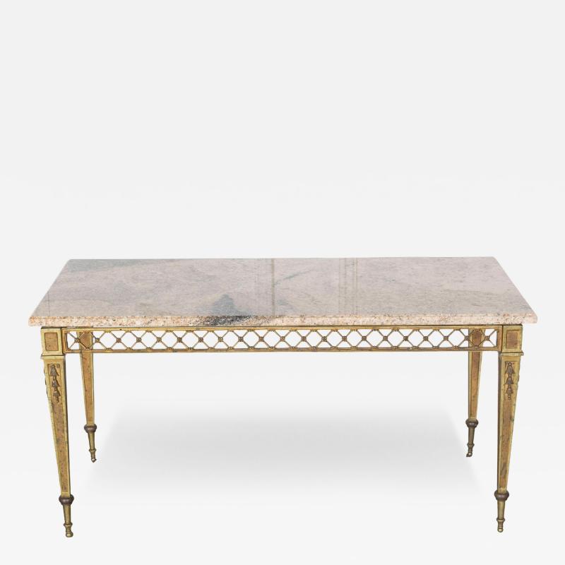  Maison Bagu s French Louis XVI Style Gilded Bronze Coffee Table by Bagu s with Marble Top