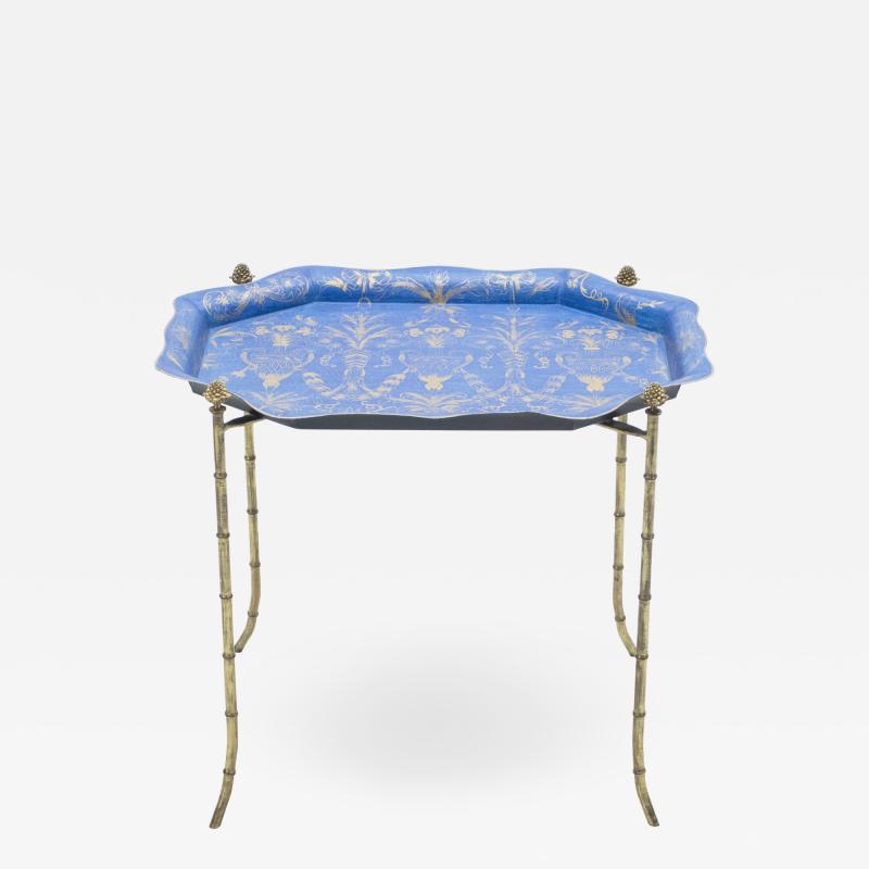  Maison Bagu s French Maison Bagu s bronze blue tray table 1960