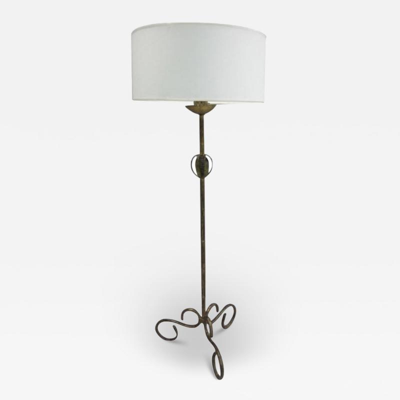  Maison Bagu s French Mid Century Modern Gilt Iron Faux Bamboo Floor Lamp by Maison Bagu s