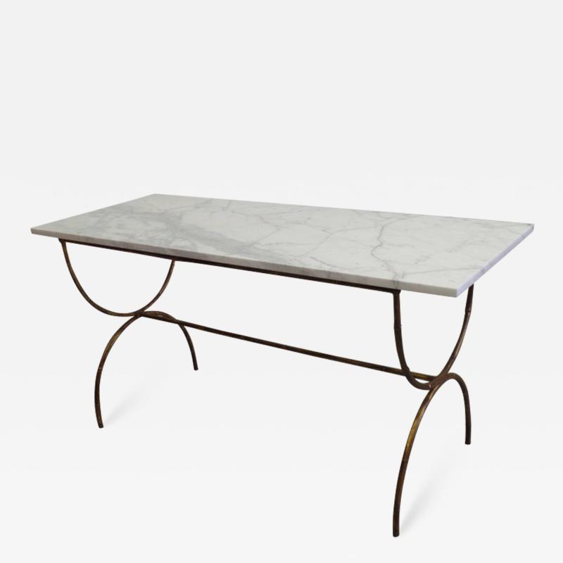  Maison Bagu s French Modern Neoclassical Gilt Iron Faux Bamboo Sofa Table Console Bagu s