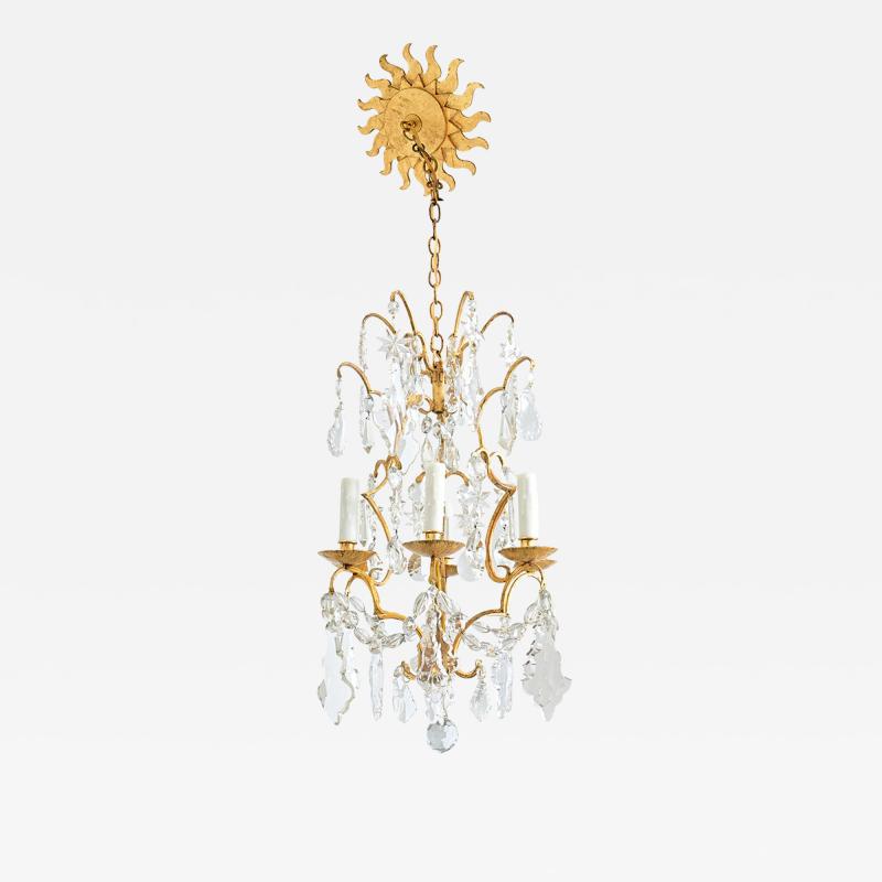  Maison Bagu s French Vintage Gilt Bronze Chandelier in the Style of Maison Bagu s