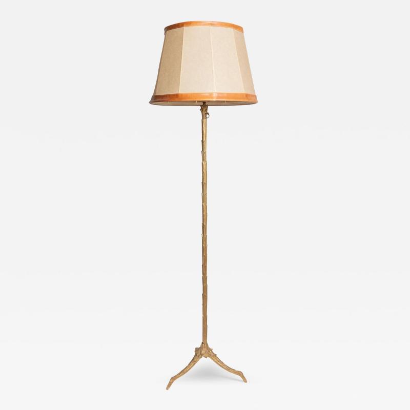  Maison Bagu s GILDED BRONZE PALM LEAF FLOOR LAMP ON TRIPOD BASE BY MAISON BAGU S