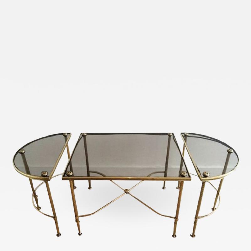  Maison Bagu s MAISON BAGUES TRIPARTITE BRASS COFFEE TABLE