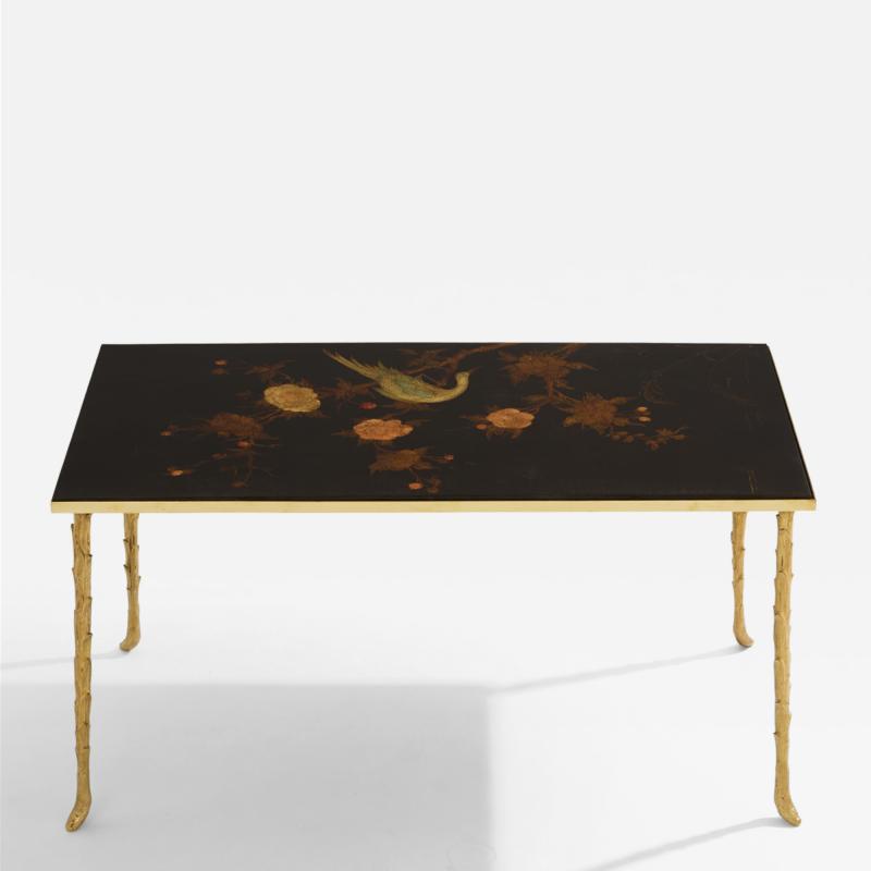  Maison Bagu s Maison Bagu s bamboo brass chinese lacquered small coffee table 1950s