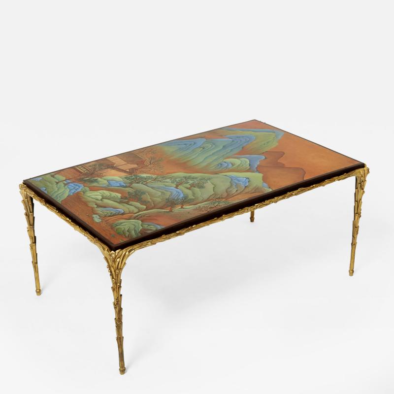  Maison Bagu s Maison Bagu s bamboo bronze Chinese lacquered coffee table 1960s