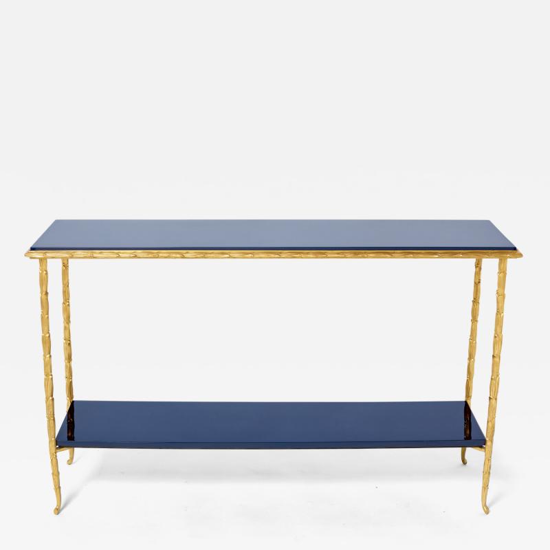  Maison Bagu s Maison Bagu s foliage bronze blue lacquered console table 1960s