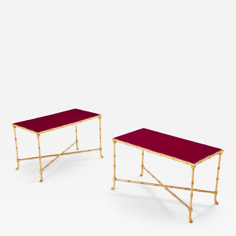  Maison Bagu s Maison Bagu s pair of bamboo brass red lacquer end tables 1960s